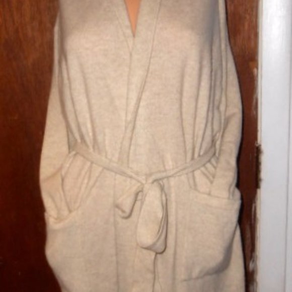 Cynthia Rowley 100% 2-Ply Cashmere Short Light Beige Robe Bathrobe XS - Picture 1 of 5